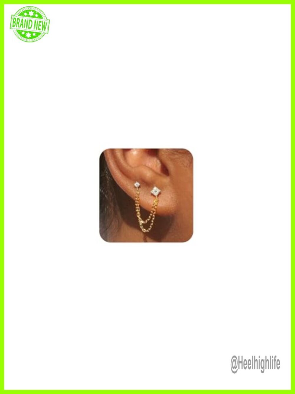 18k Gold Plated Brass Stud Earrings Hypoallergenic